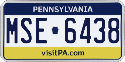 PA license plate MSE6438