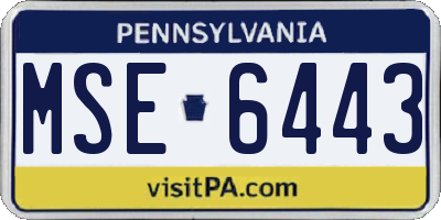 PA license plate MSE6443