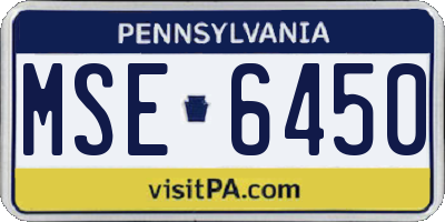 PA license plate MSE6450