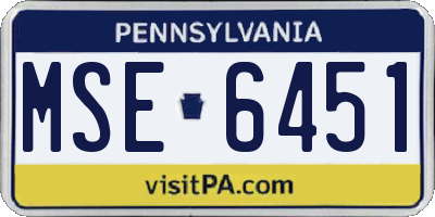 PA license plate MSE6451