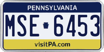 PA license plate MSE6453
