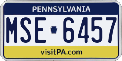 PA license plate MSE6457