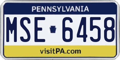 PA license plate MSE6458