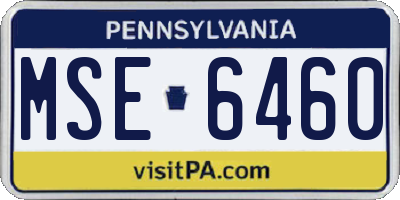 PA license plate MSE6460