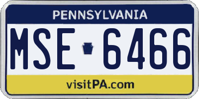 PA license plate MSE6466