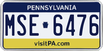 PA license plate MSE6476