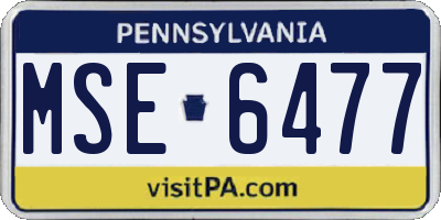 PA license plate MSE6477