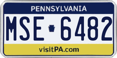 PA license plate MSE6482