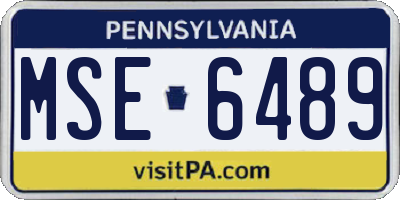 PA license plate MSE6489