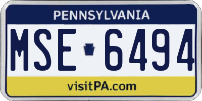 PA license plate MSE6494