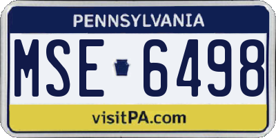 PA license plate MSE6498