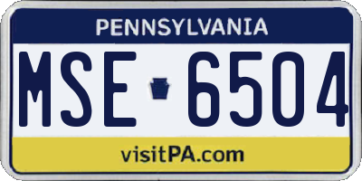 PA license plate MSE6504