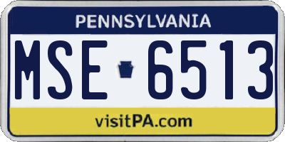PA license plate MSE6513