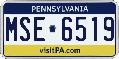 PA license plate MSE6519
