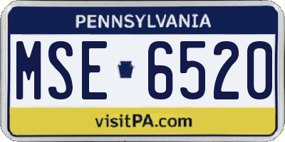 PA license plate MSE6520
