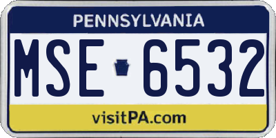 PA license plate MSE6532