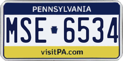 PA license plate MSE6534