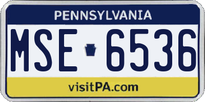 PA license plate MSE6536