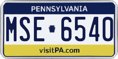 PA license plate MSE6540