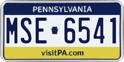 PA license plate MSE6541