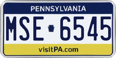 PA license plate MSE6545