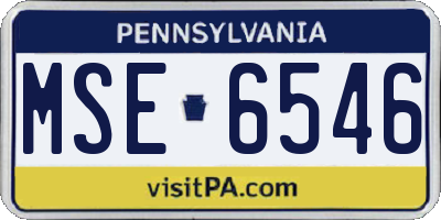 PA license plate MSE6546
