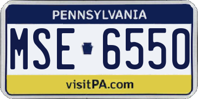PA license plate MSE6550