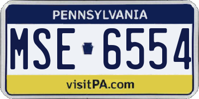 PA license plate MSE6554