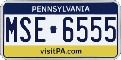 PA license plate MSE6555