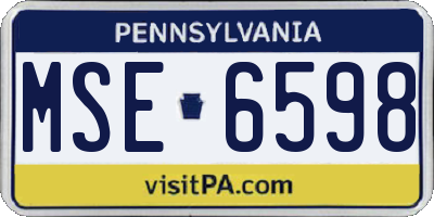 PA license plate MSE6598