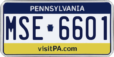 PA license plate MSE6601