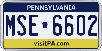 PA license plate MSE6602