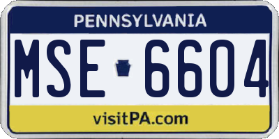 PA license plate MSE6604