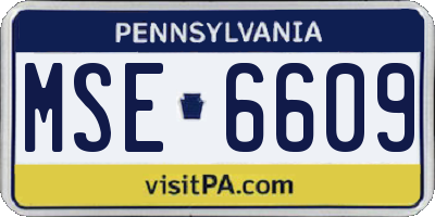 PA license plate MSE6609