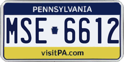 PA license plate MSE6612