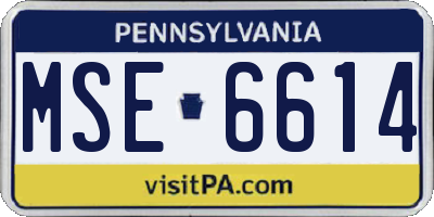 PA license plate MSE6614