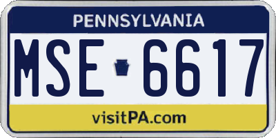 PA license plate MSE6617