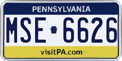 PA license plate MSE6626