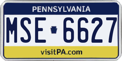 PA license plate MSE6627