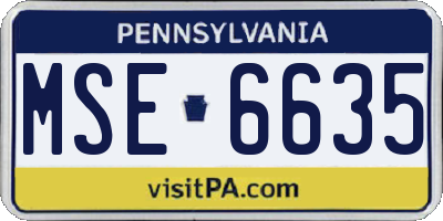 PA license plate MSE6635