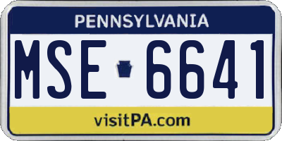 PA license plate MSE6641