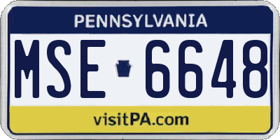 PA license plate MSE6648