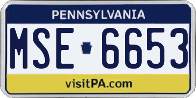 PA license plate MSE6653