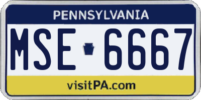 PA license plate MSE6667