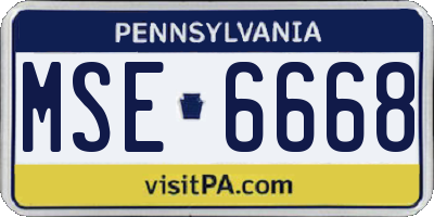 PA license plate MSE6668
