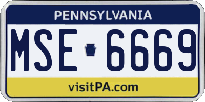 PA license plate MSE6669