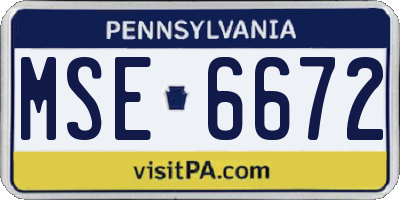 PA license plate MSE6672