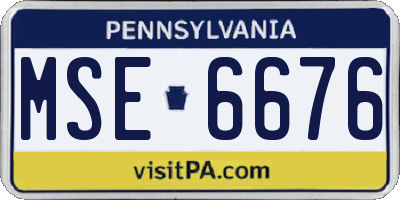 PA license plate MSE6676