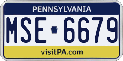 PA license plate MSE6679
