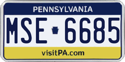 PA license plate MSE6685